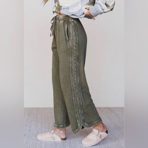 Three Bird Nest So Comfy Olive Green Wide-Leg Pants